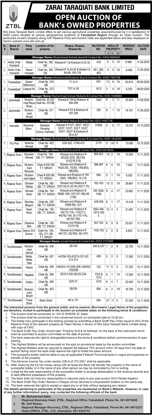 Zarai Taraqiati Bank Limited Tender Notice